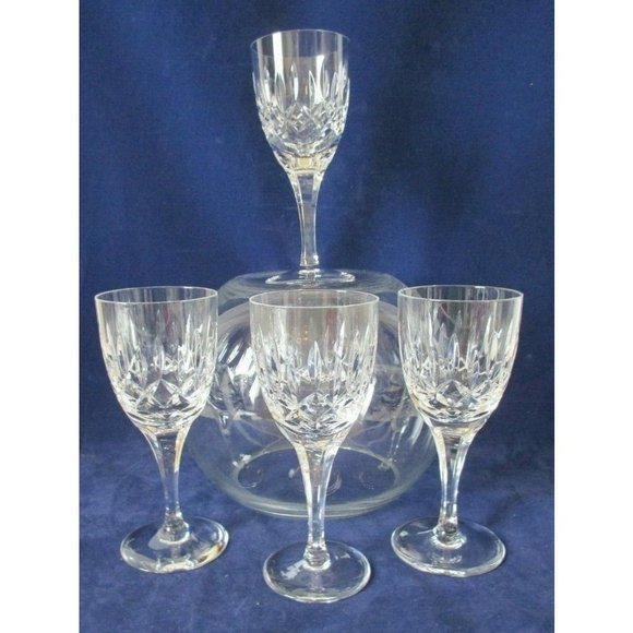 Atlantis Vista Alegre Suzana Pattern Crystal Cristal 4 Wine Glasses Portugal - Picture 2 of 11
